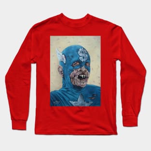 War Machine Captain America x Nosferatu Mashup Apocalyptic Portrait  A Surreal Fusion of Heroes and Horrors Long Sleeve T-Shirt